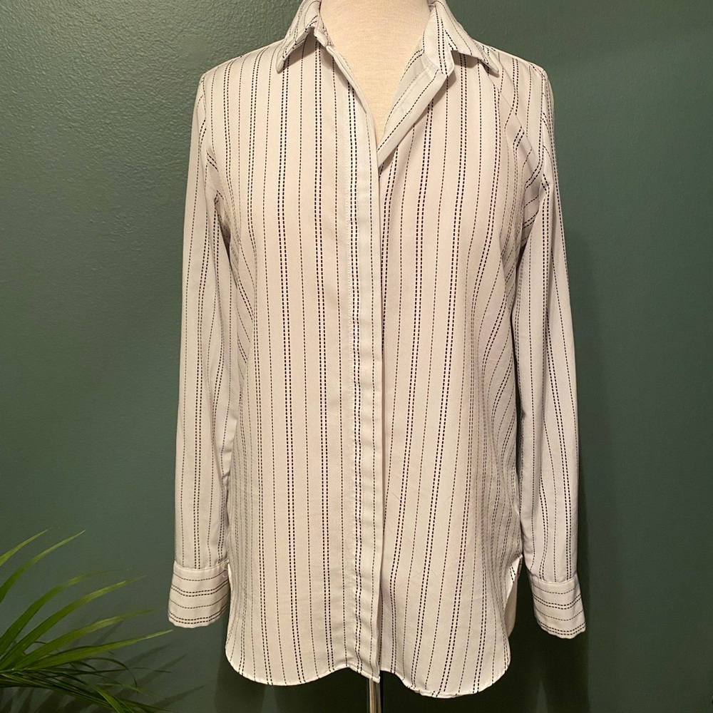 White Stripped Button Up Blouse